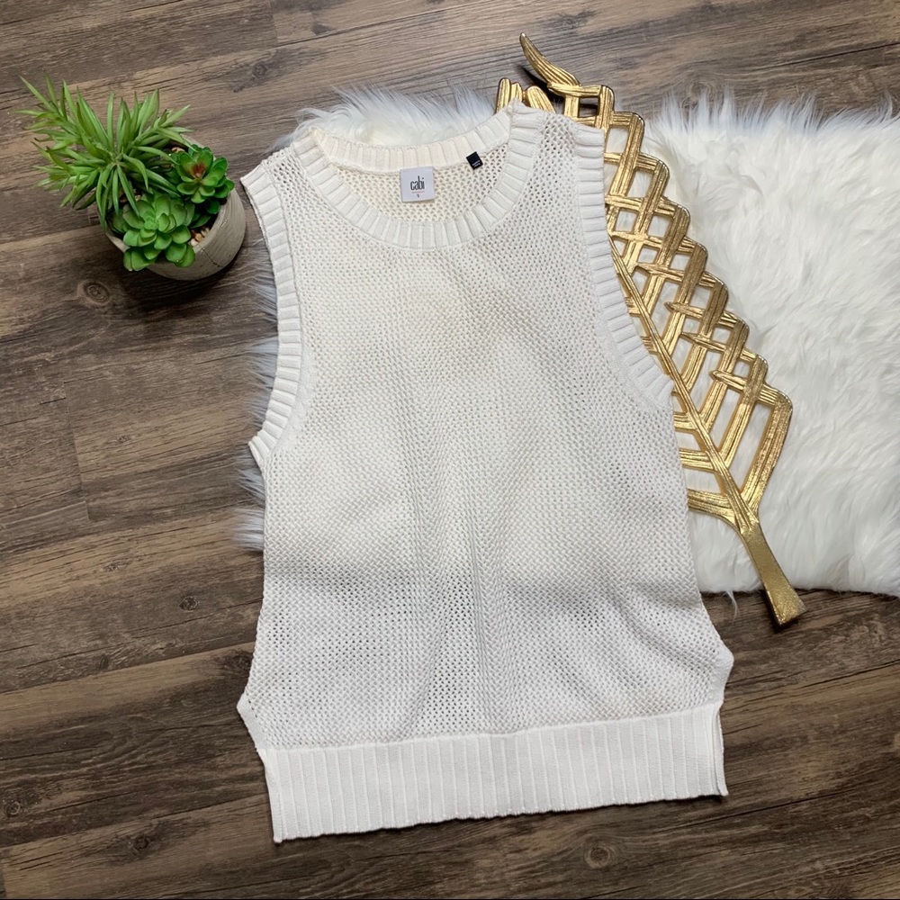 CAbi‎ Summer White  Sweater Net Tank Top 5119